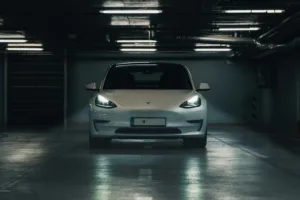 Tesla in the parking lot